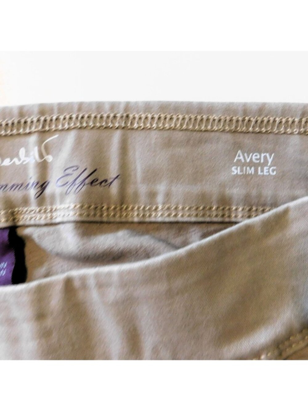 Gloria Vanderbilt Slim Fit Jeans Size 16 Beige Slimming Effect Waistband - Picture 8 of 8